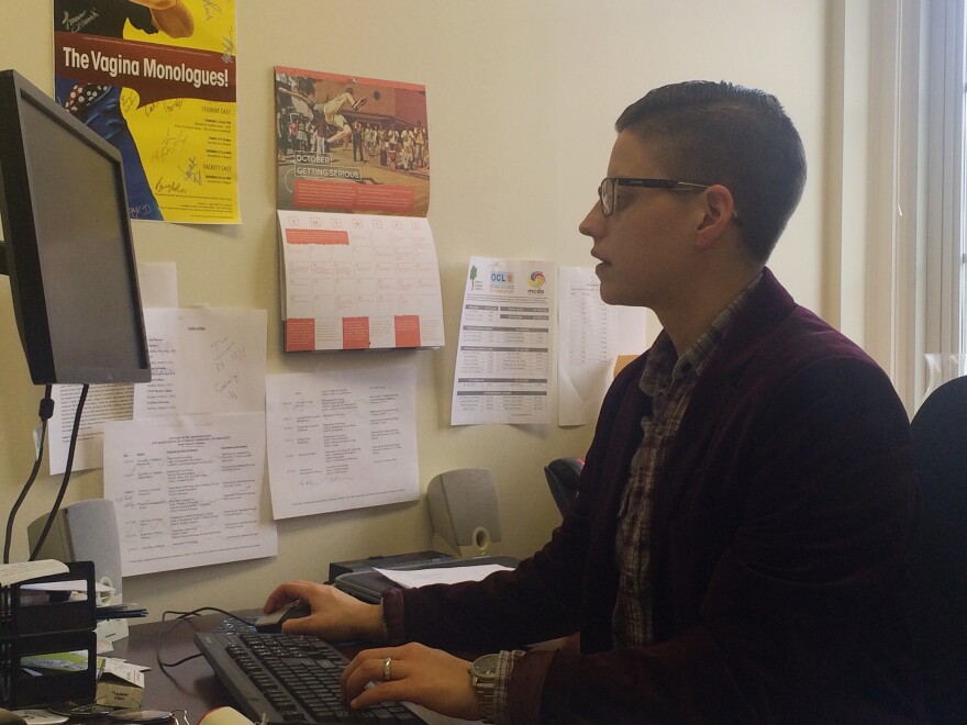 LB Hannahs, co-founder of Gainesville Equality Youth, works on various tasks regarding LGBT-specific projects in Gainesville, Florida. Hannahs strives to provide an open space for LGBT minors, especially those who have undergone conversion therapy. Photo by Damian Gonzalez.