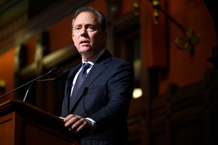 Governor Ned Lamont delivers his State of the State address at the State Capitol in Hartford, Connecticut February 09, 2022.