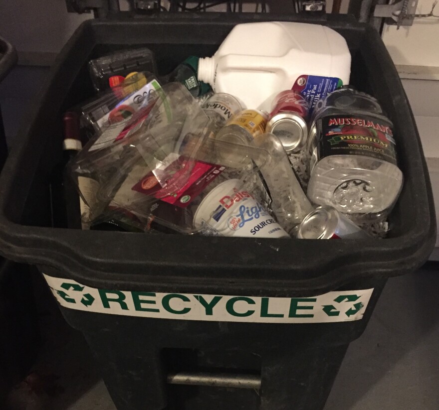 photo of recycling can