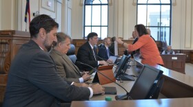Haywood County commissioners prepare for a Jan. 21 meeting at the Historic Haywood County Courthouse.