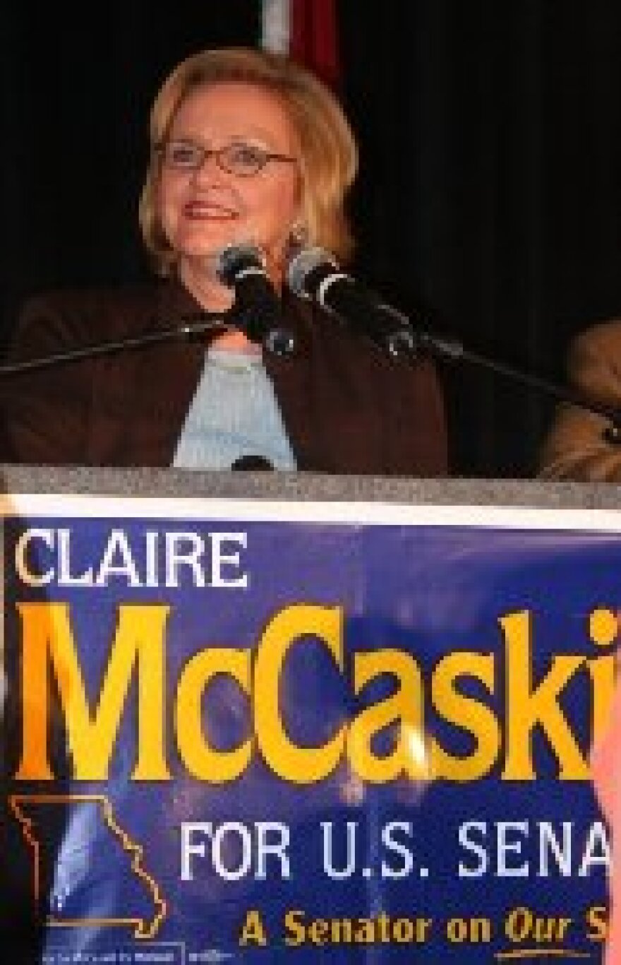 Democrat Claire McCaskill was optimistic at an election night stop in Kansas City. Early returns showed Republican incumbent Jim Talent leading in the race for U.S. Senate. Talent conceded the race to McCaskill early on Wednesday morning.