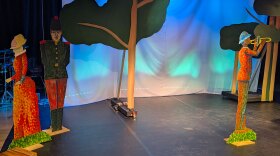 Sets for a production of "Sunday in the Park with George," a musical by Stephen Sondheim inspired by the famous painting by Georges Seurat, put on by K&E Theatre Group in Northampton.