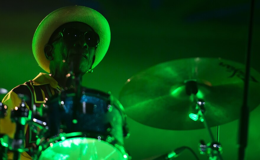 Nigerian drummer Tony Allen performs live with Dj and producer Jeff Mills.