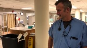 Emergency physician Brad Younggren, in the emergency department at EvergreenHealth hospital in Kirkland, Wash., where he's been caring for patients with likely cases of COVID-19.