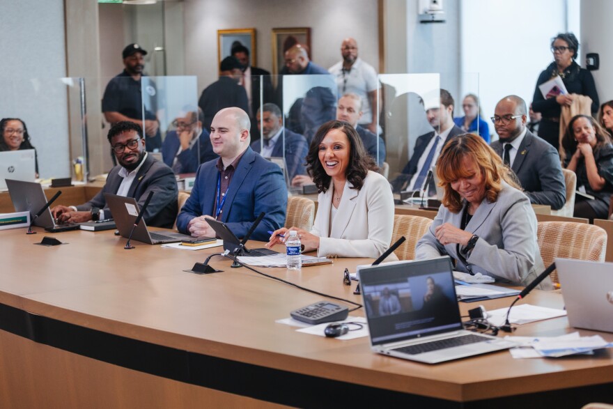 Detroit Mayor Mary Sheffield, second from right, made her first budget address to the Detroit City Council Monday.