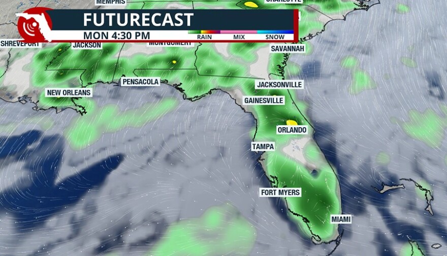 Monday precipitation forecast across Florida.