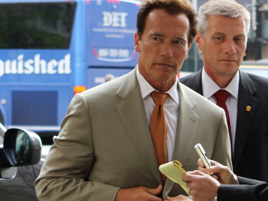 California Gov. Arnold Schwarzenegger arrives at the Landmark E Street Cinemas for a screening of <em>Gerrymandering.</em>
