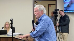 North Star Manganese CEO Rick Sandri answers questions about a preliminary economic assessment for a potential underground manganese mine at a Nov. 12, 2025, Emily City Council meeting at Emily City Hall.