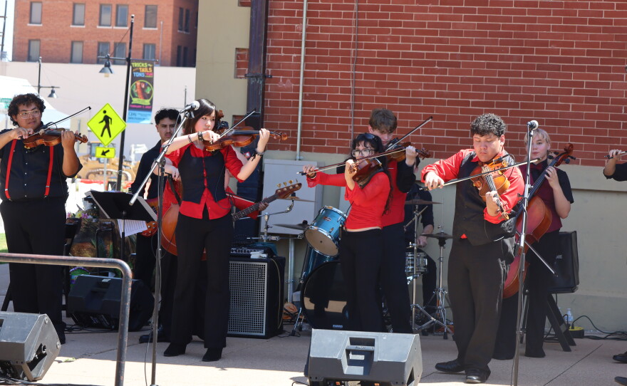 Revolution Strings, the youth fiddle and string ensemble that performed at the Abilene Railroad Festival. Photo by Allison Diaz.
