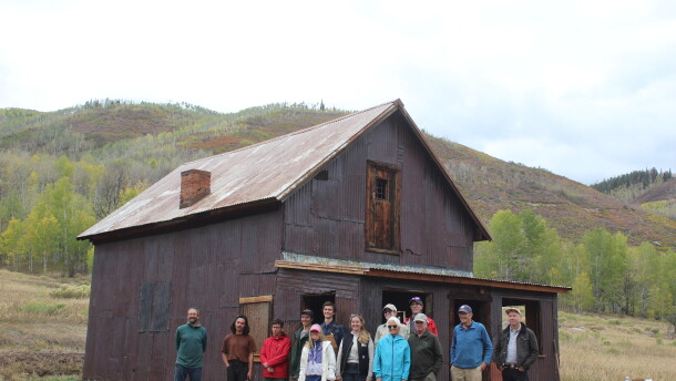 Hunter Creek Historical Foundation founders and HistoriCorps volunteers celebrate finishing restoration work at the Koch Homestead site in the Hunter Creek Valley on Sept. 24, 2026.