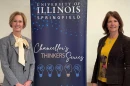 UIS Chancellor Janet Gooch (left) and former Congresswoman Cheri Bustos