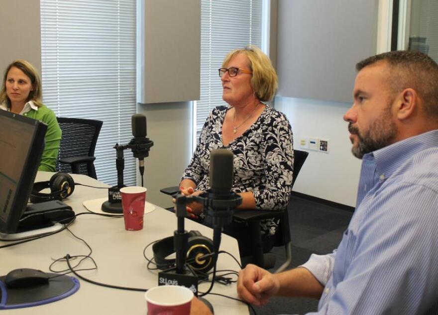 Left to right. Jessica Liss, Michelle Smith and A.J. Bockelman talked with St. Louis on the Air host Don Marsh about transgender issues this past Thursday.