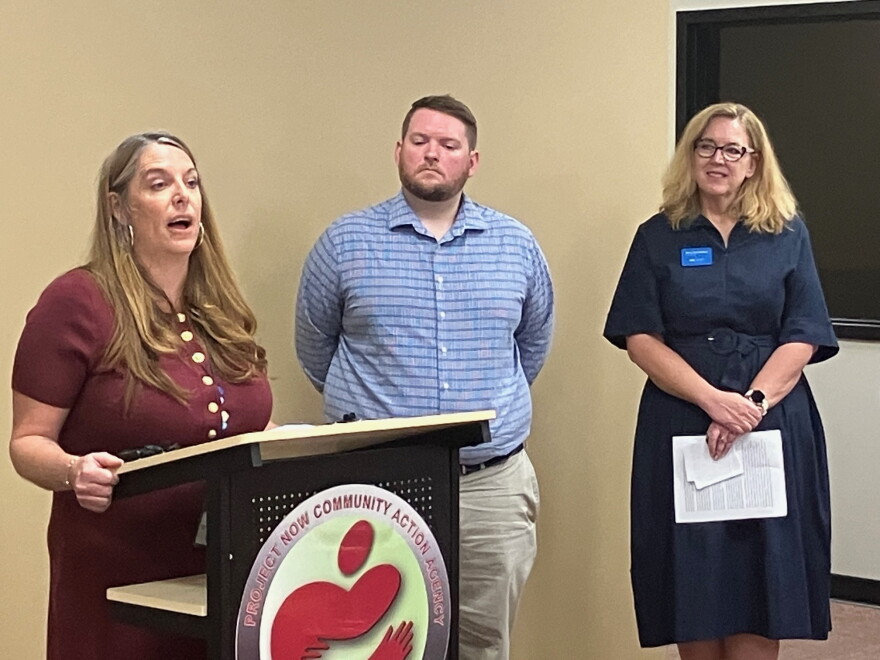 Project NOW Head Start director Andrea Flannery speaks against federal changes planned for Head Start at a press conference at Project NOW offices, Rock Island, Thursday, Sept. 17, 2026.