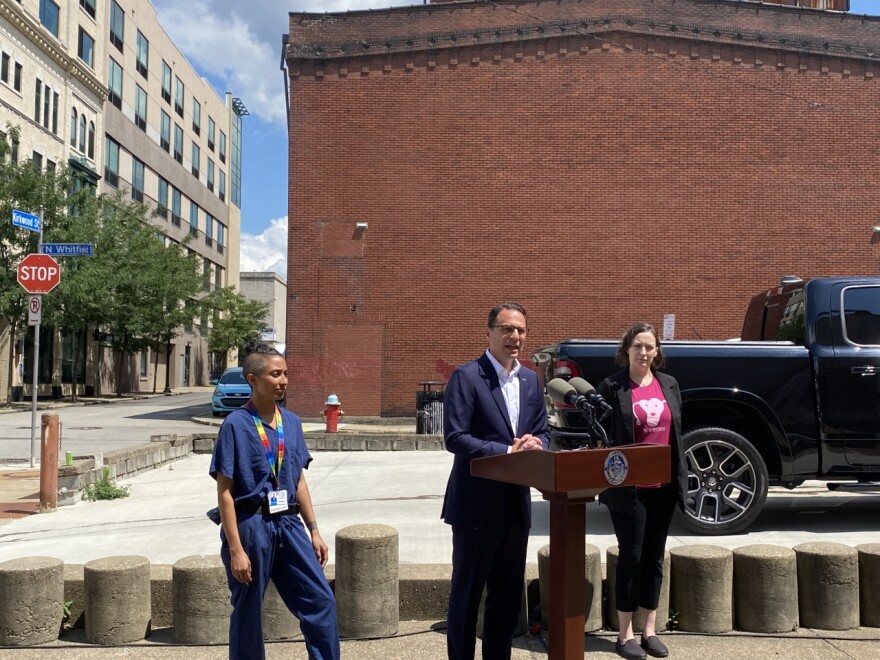  Pennsylvania Attorney General Josh Shapiro held a press conference about his office's efforts to uphold abortion rights on July 14, 2022.