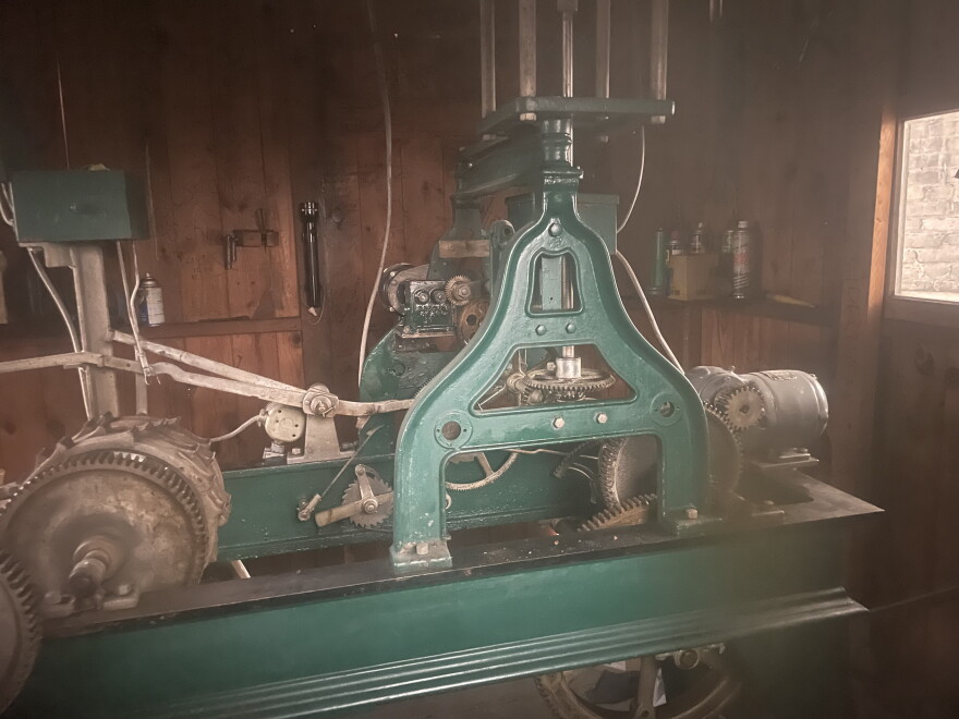 The clocktower's internal clock mechanism.