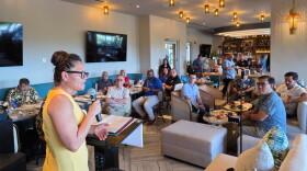 Delegate Kimberlyn King-Hinds speaking at Rotary Club of Saipan Tuesday.