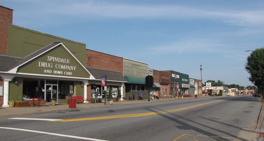 Main Street in Spindale, North Carolina in Rutherford County. 