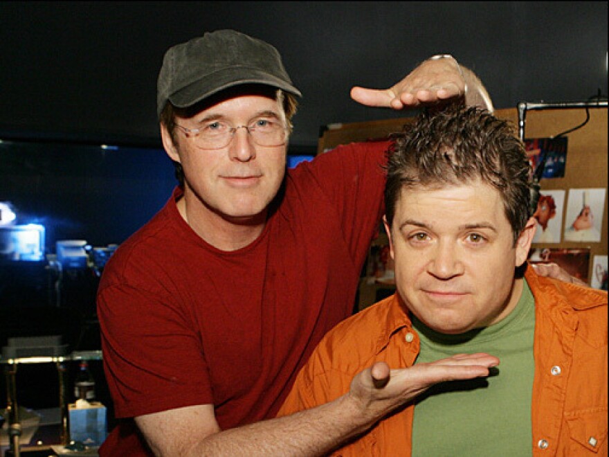 <em>Ratatouille </em>director Brad Bird (left) with Patton Oswalt, who plays the leading rat.