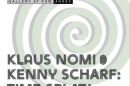 Bob Rauschenberg Gallery Graphic for 'Klaus Nomi & Kenny Scharf: Time Splat!' exhibition.
