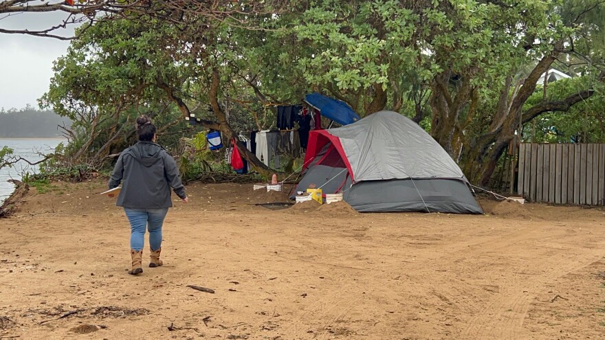 Volunteers on Kauaʻi survey people experiencing homelessness for the 2026 Point in Time Count.