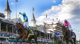 American Pharoah, with Victor Espinoza up, wins the 141st running of the Kentucky Derby at Churchill Downs in Louisville, Ky., on Saturday, May 2, 2015.