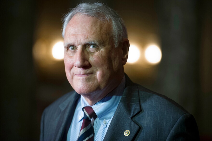 In this Sept. 5, 2018 photo, Sen. Jon Kyl, R-Ariz., waits to be sworn in as a U.S. senator by Vice President Mike Pence in the Old Senate Chamber on Capitol Hill in Washington, DC.