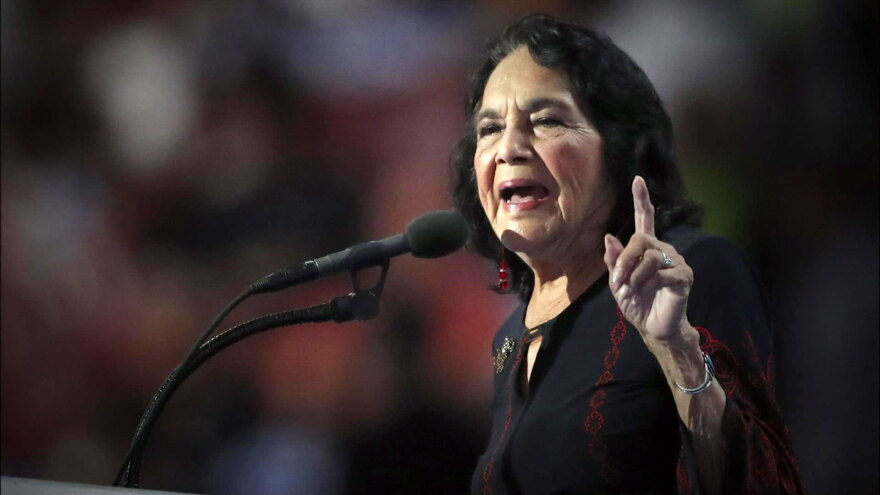 Civil rights leader Dolores Huerta speaks during the final day of the Democratic National Convention in Philadelphia, July 28, 2016.