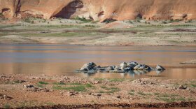 Declining water levels expose a pile of tires at Lake Powell in southern Utah, April 29, 2026. After this winter’s snow drought, the vital Colorado River reservoir is forecast to have its worst spring runoff season on record.