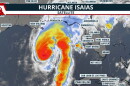 Satellite image of Cat 3 Hurricane Isaias at 2 p.m. Eastern Time.