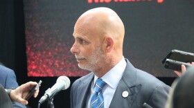 Buffalo Bills and Sabres Chief Operating Officer Pete Guelli takes questions from the media at a press conference on July 30, 2025.