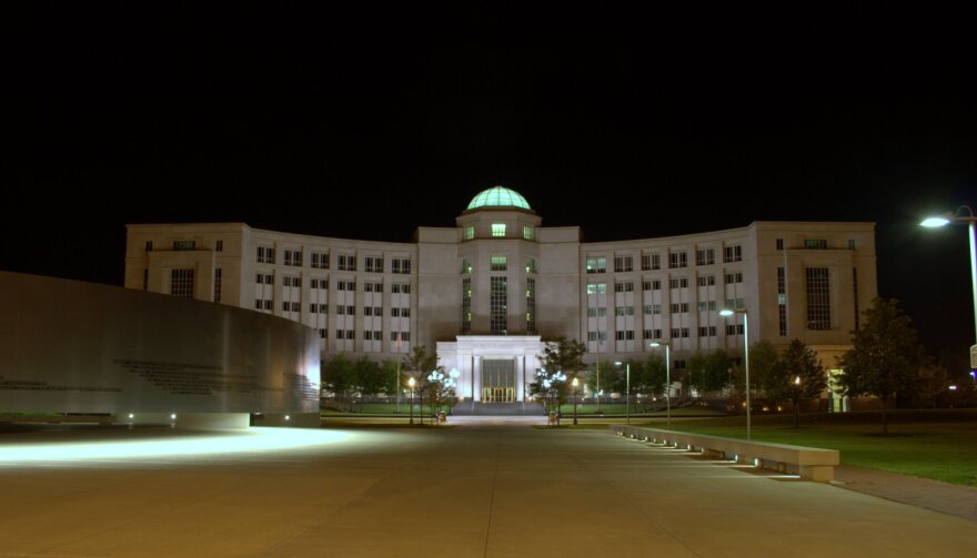 The Michigan Supreme Court building at night