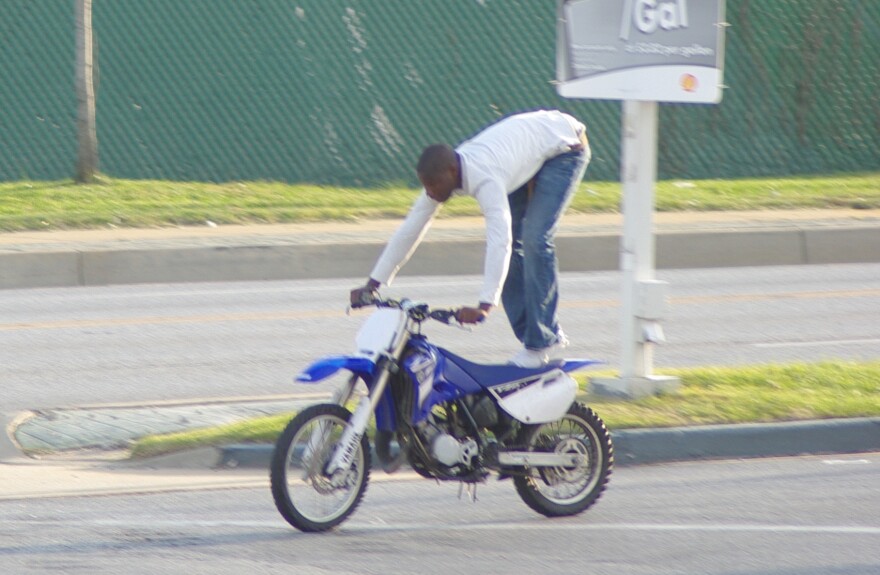 An illegal dirt biker in Baltimore, 2008.