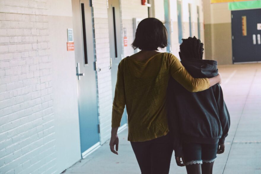 Peebles and her student, Harmony Brown. Peebles tells her students they can always reach out to her for support. (Tobie Perkins/WUFT News)