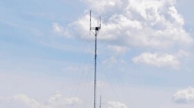 Photo by WHRO. The WHRO TV tower in Suffolk stands 1,265 feet tall. A helicopter made working on it much easier.