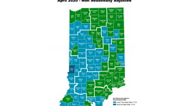 Unemployment rates for Indiana counties in April 2020.