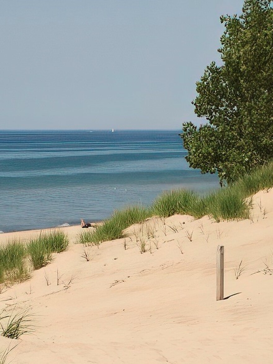 Indiana Dunes National Park view of Lake Michigan.