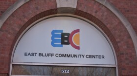 The East Bluff Community Center's new logo, displayed at 512 E. Kansas.