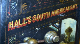 The safe was originally in the offices of the Covington-Cincinnati Bridge Company.