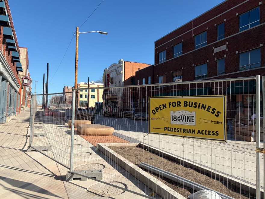 Kansas City's jazz district is still open for business while construction of a pedestrian plaza along 18th Street is underway.