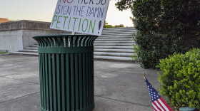 A protester's discarded sign after H&GA voted to advance HCR58