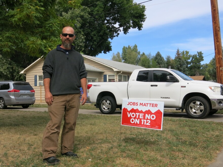 Jeff Van Horn, a land surveyor for the oil and gas industry, worries that Colorado's Proposition 112 would hurt industry growth. It seeks to dramatically increase the distance between wells and homes to 2,500 feet.