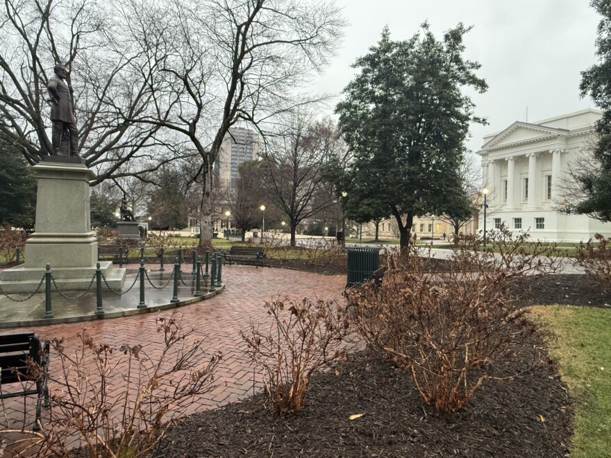 A statue honoring Confederate General Stonewall Jackson is in a prominent spot close to the Capitol.
