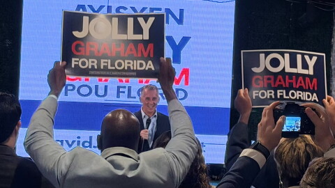 Florida gubernatorial candidate David Jolly at a campaign event focused on Miami's Haitian American community on Oct. 7, 2026.