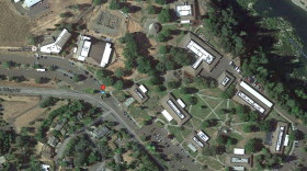 An aerial view of the Umpqua Community College campus, where a mass shooting took place on Thursday.