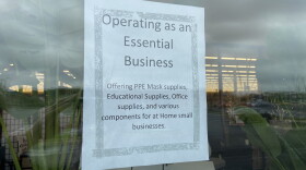 A sign displayed in the front window of a Hobby Lobby craft store in Columbus. The store reopened after the stay at home order was issued, but closed after a cease-and-desist letter from Attorney General Dave Yost on April 2.