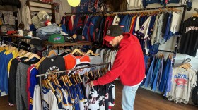 Shop owner Vincent Spano inside his My Cuzin Vintage/Buffalo Closet store.