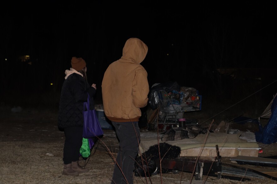 Volunteers approach a shelter in southeast OKC during the 2025 Point In Time Count.