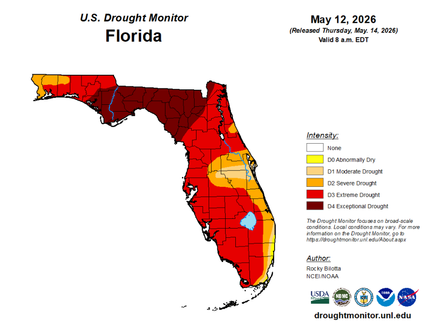 The latest data available from the U.S. Drought Monitor show parts of Central Florida are in an extreme drought, including all of Marion County.