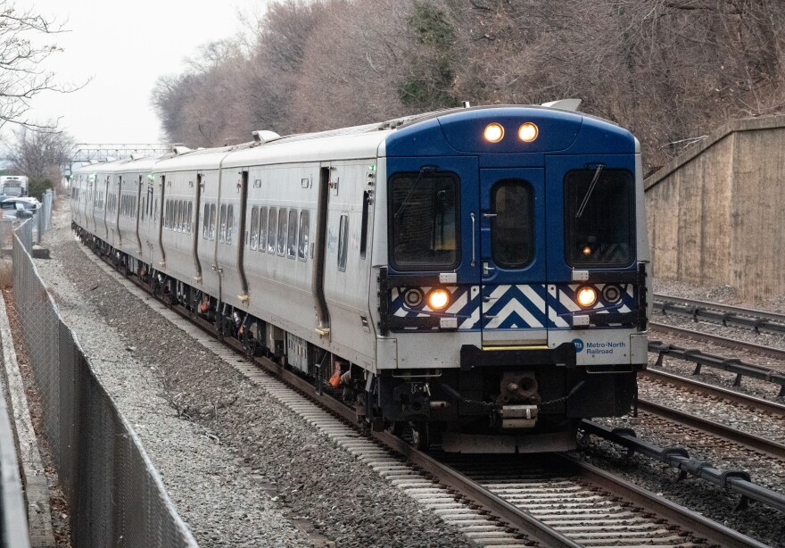 Governor Kathy Hochul rides a Metro North train from Hastings-on-Hudson to Grand Central Terminal.