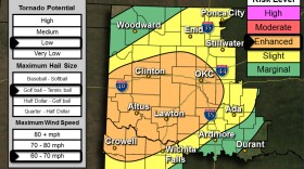Large hail will be the primary hazard, followed by damaging wind gusts. There is also a low potential for tornadoes across parts of the area late Sunday afternoon and evening.